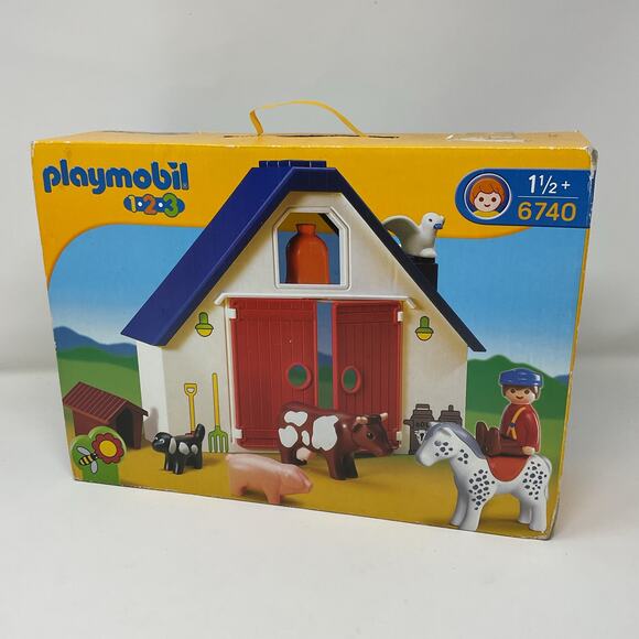 2005 Playmobil 123 Farm Set #6740 Sealed Brand New Complete in Box Vintage CIB - Picture 1 of 7